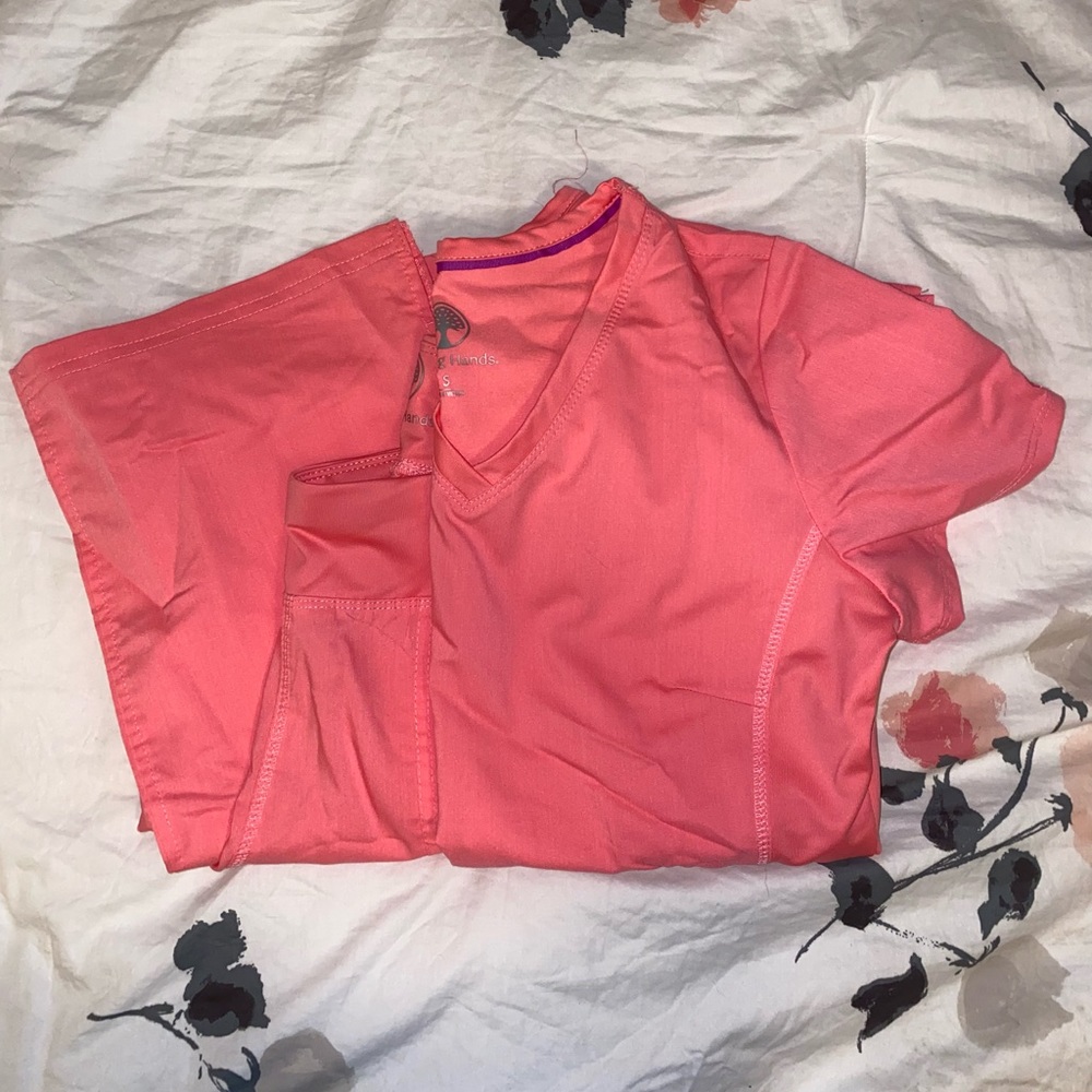 Pink Healing Hands Purple Label Yoga scrub set